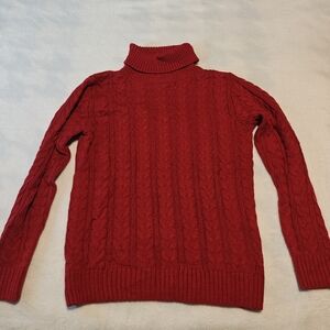 Red X-RAY Cable Knit Turtleneck Sweater